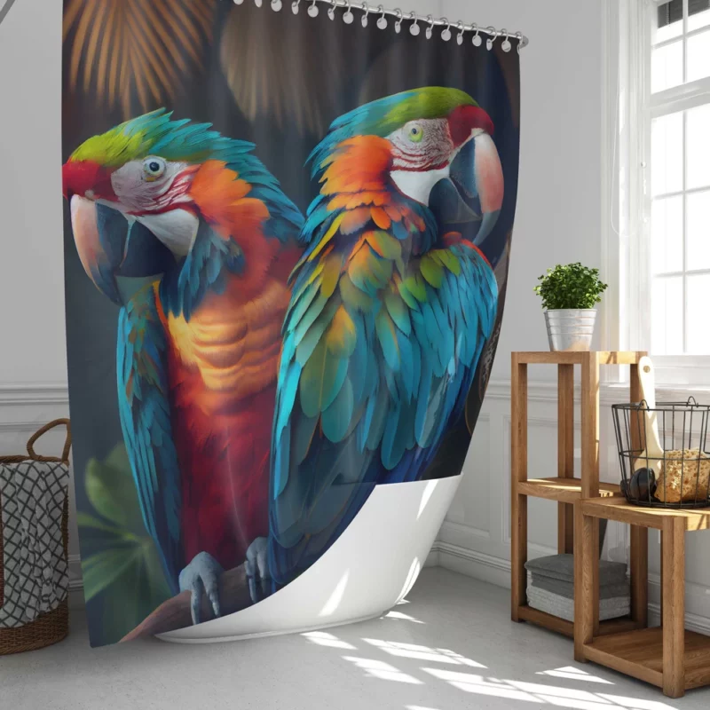 Wildlife Scene Colorful Macaw Parrots Shower Curtain