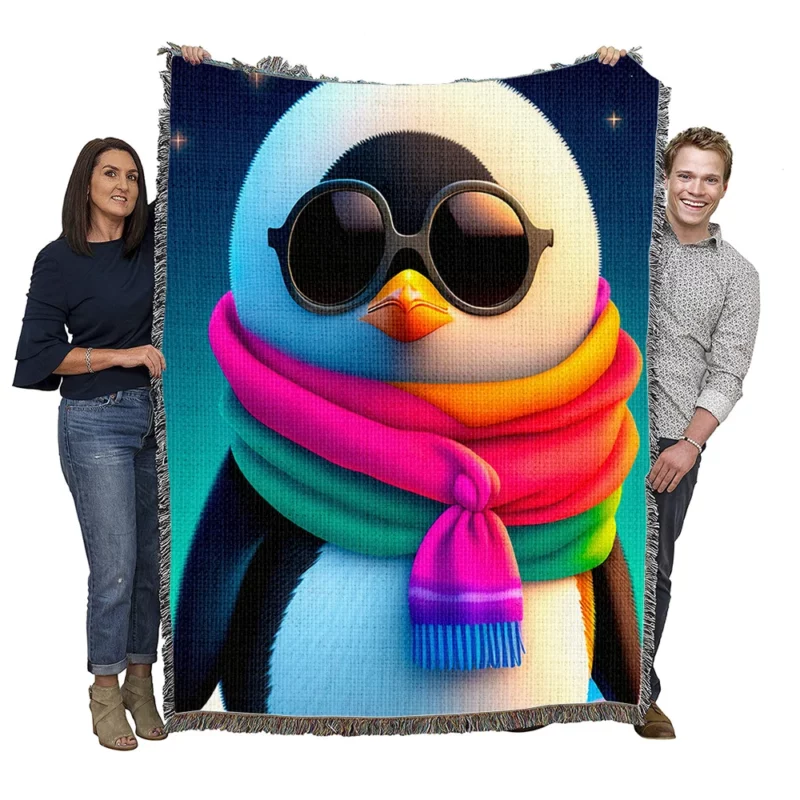 Winter Penguin Icon Woven Blanket