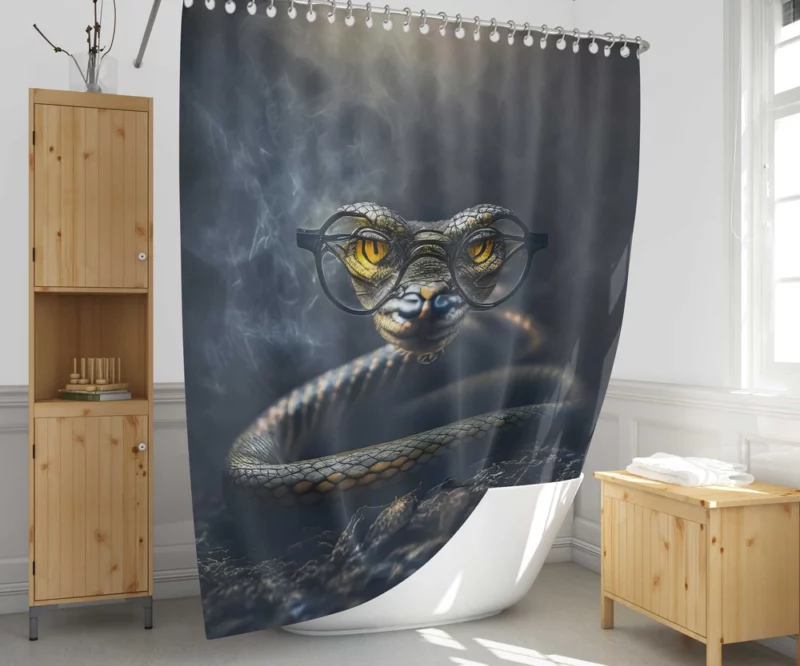 Wise Serpent with Glasses Shower Curtain 1