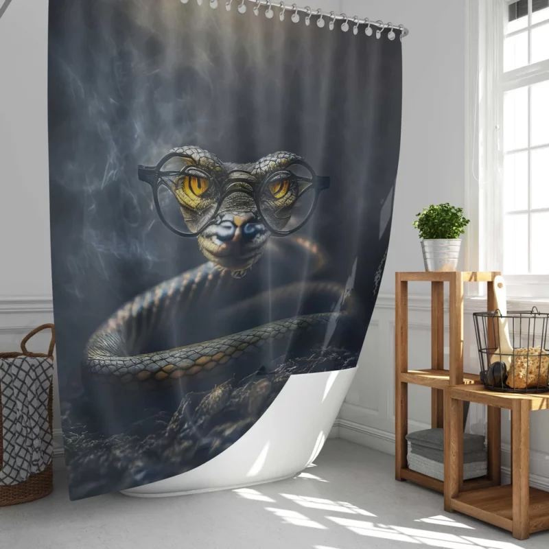 Wise Serpent with Glasses Shower Curtain