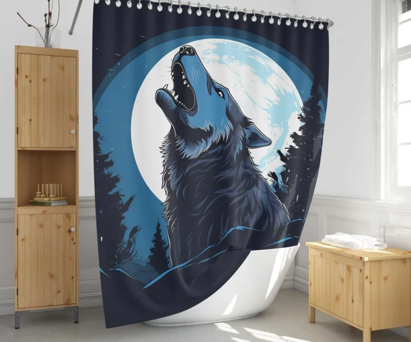 Wolf Howling at the Moon Shower Curtain 1