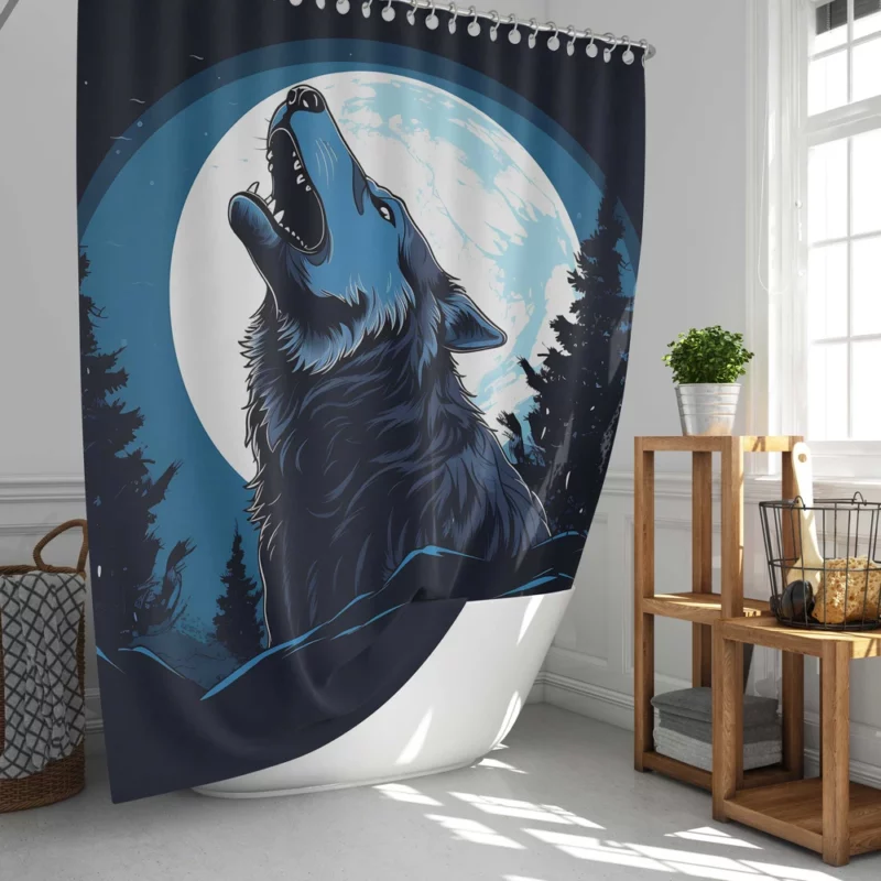 Wolf Howling at the Moon Shower Curtain
