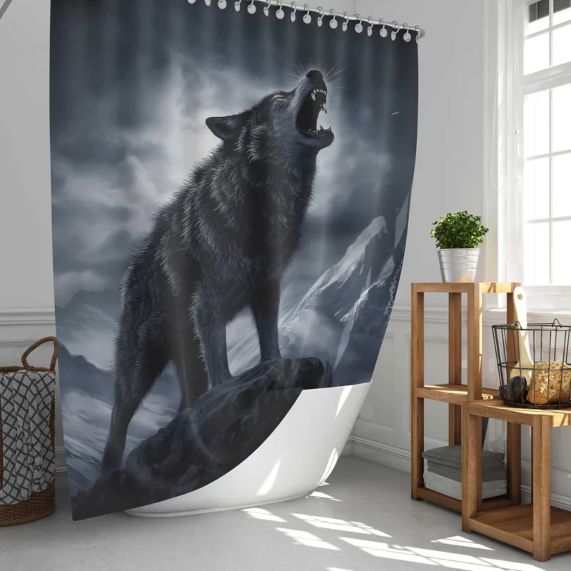 Wolf Howling in Night Shower Curtain