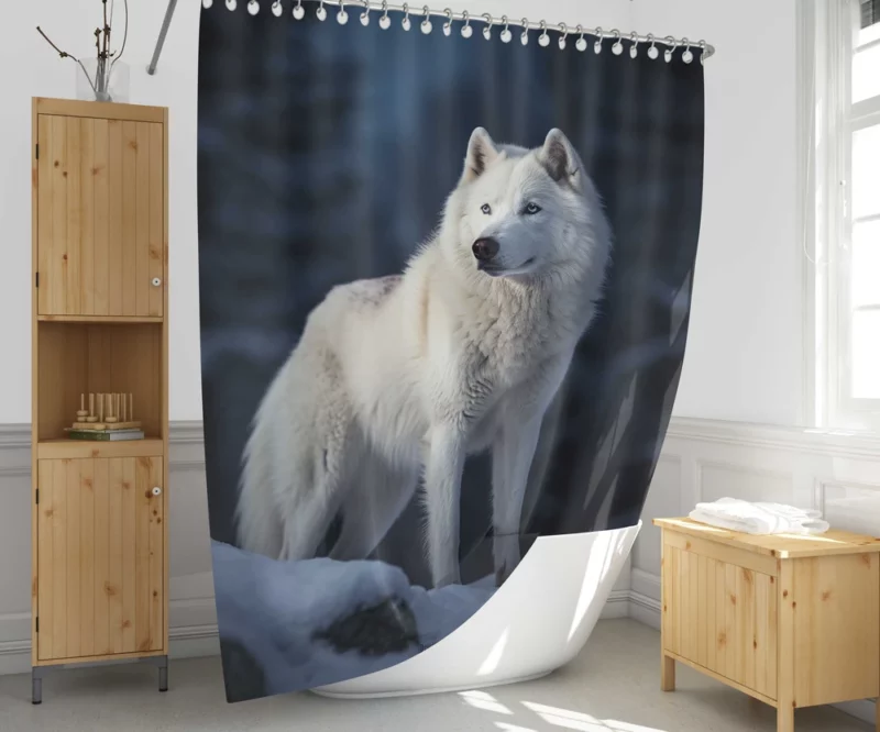 Wolf in the Snow Artwork Shower Curtain 1