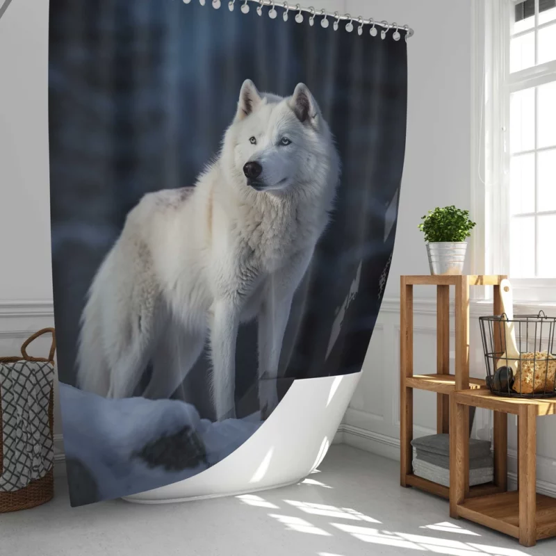 Wolf in the Snow Artwork Shower Curtain