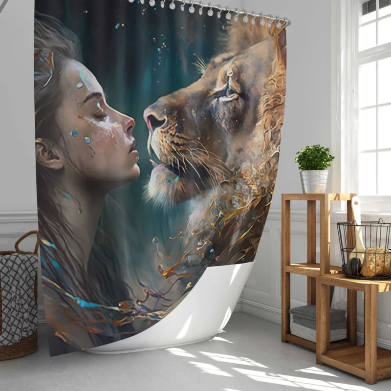 Woman Turned Into a Lion Shower Curtain