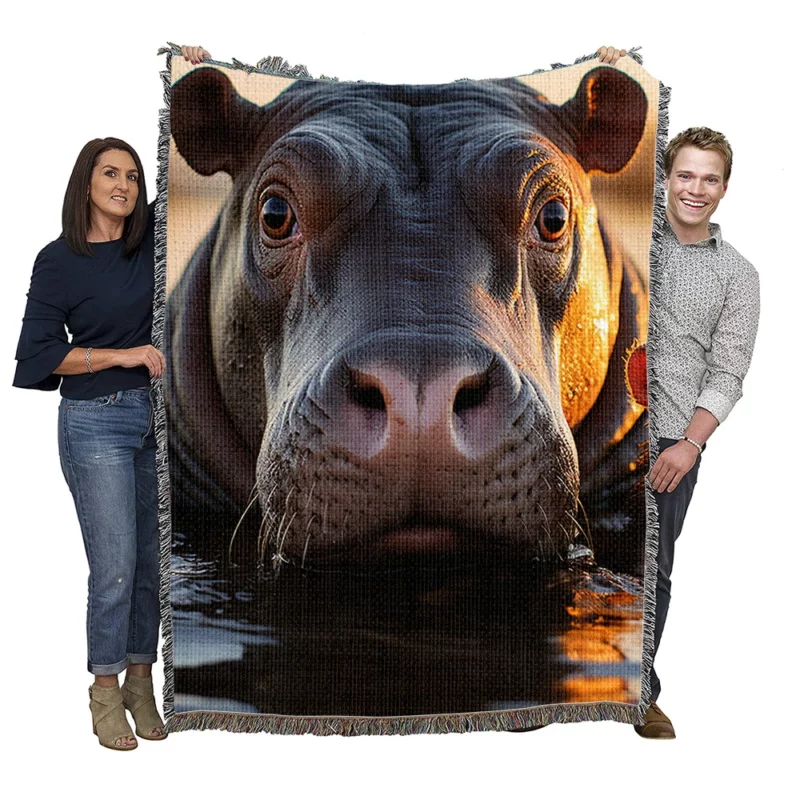 World Animal Day Hippos and Tapirs Woven Blanket