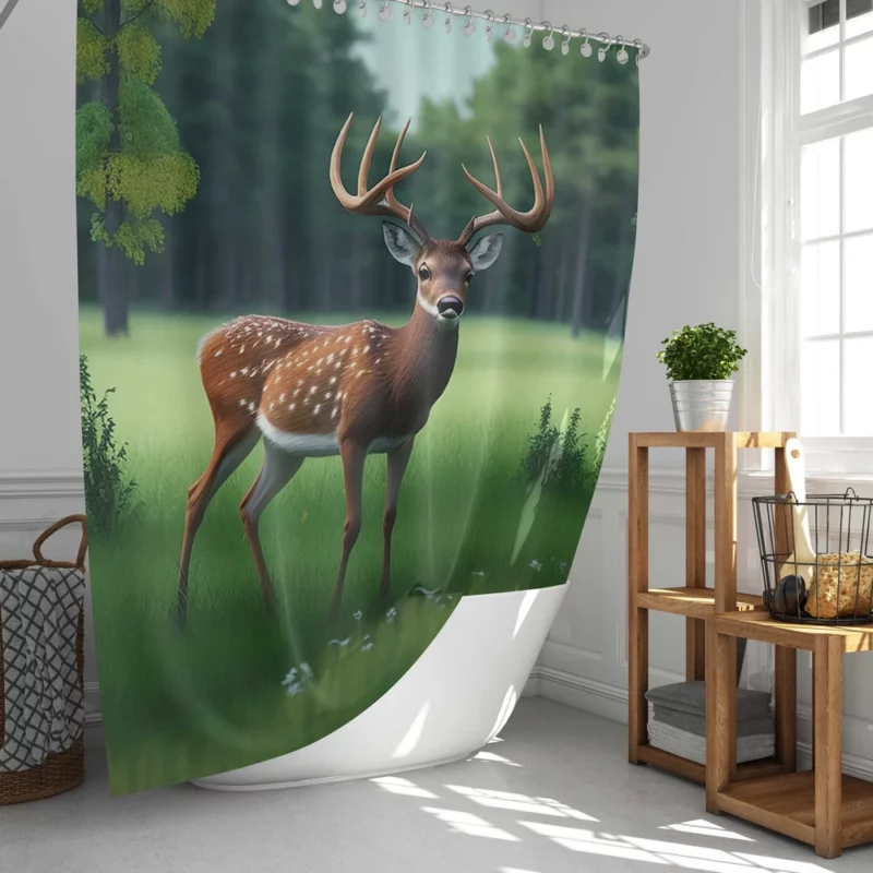 World Wildlife Day Art Forest Animals Deer Shower Curtain