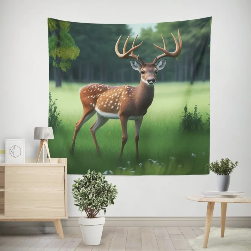 World Wildlife Day Art Forest Animals Deer Wall Tapestry