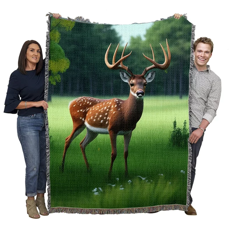 World Wildlife Day Art Forest Animals Deer Woven Blanket