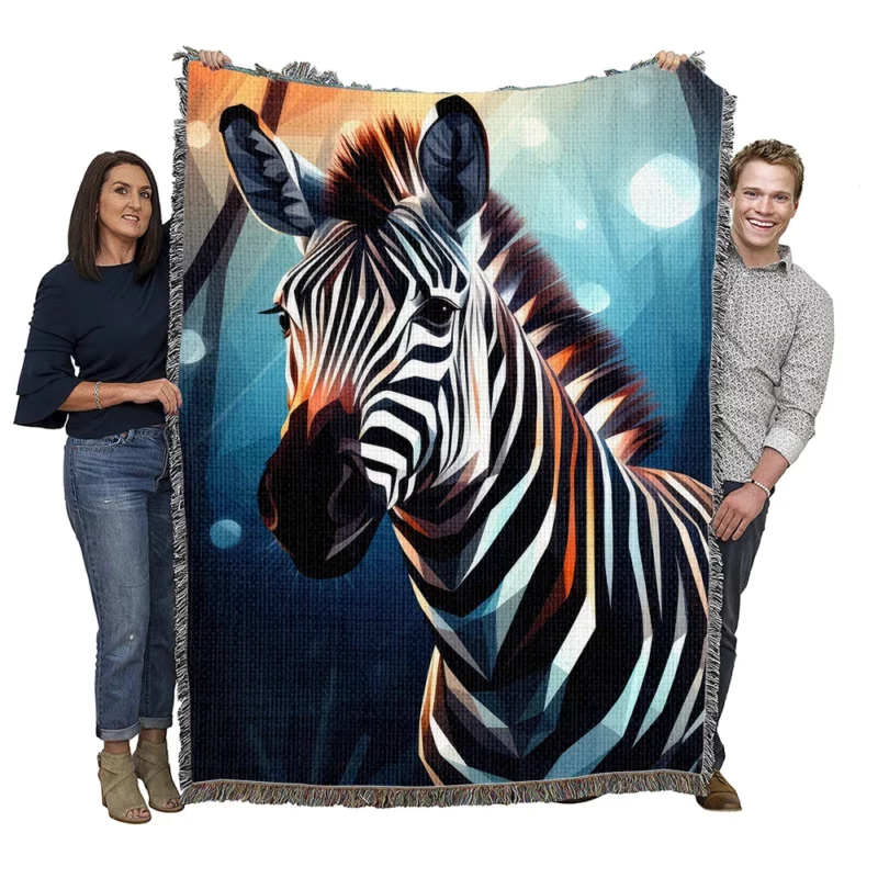 Zebra in Dark Forest Woven Blanket