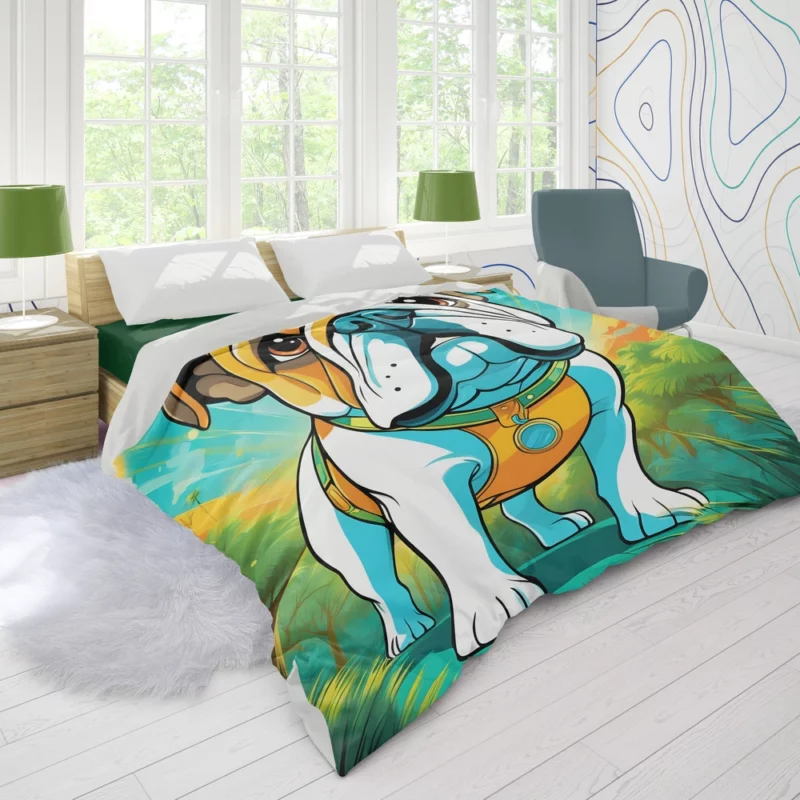 Admiring Bulldog Dog Loyalty Duvet Cover