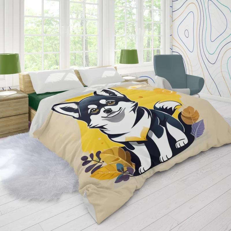 Adorable Alaskan Pup Klee Kai Dog Duvet Cover