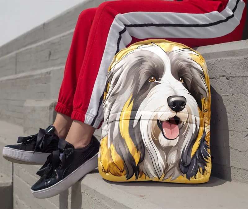 Adorable Bearded Collie Pup Dog Charm Minimalist Backpack 1