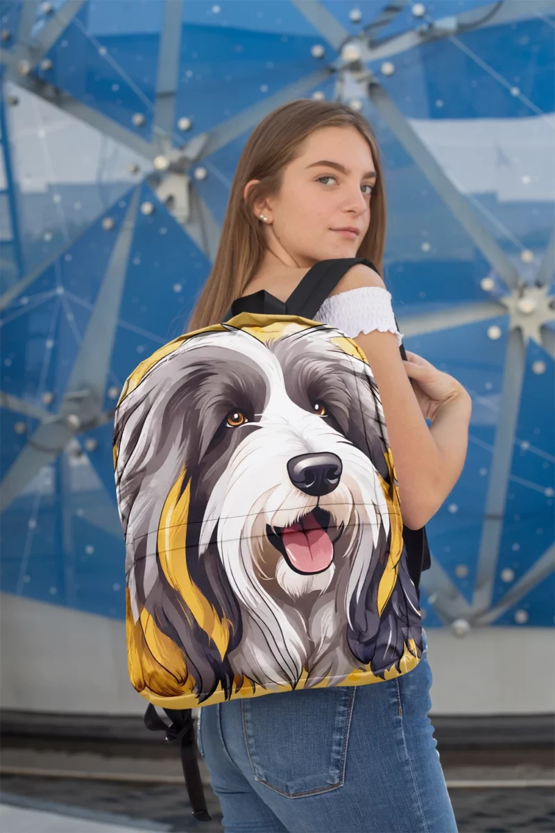 Adorable Bearded Collie Pup Dog Charm Minimalist Backpack 2