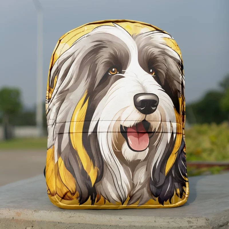 Adorable Bearded Collie Pup Dog Charm Minimalist Backpack