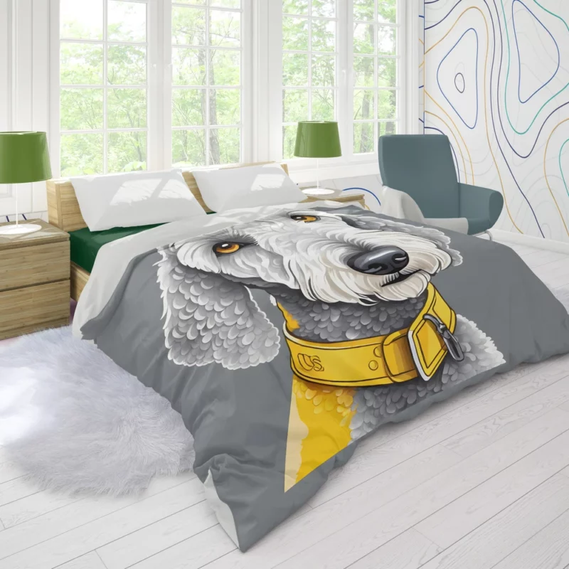 Adorable Bedlington Terrier Pup Dog Charm Duvet Cover