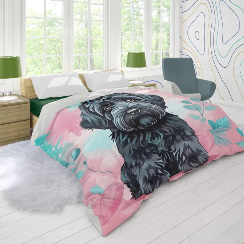 Adorable Black Russian Terrier Dog Charm Duvet Cover