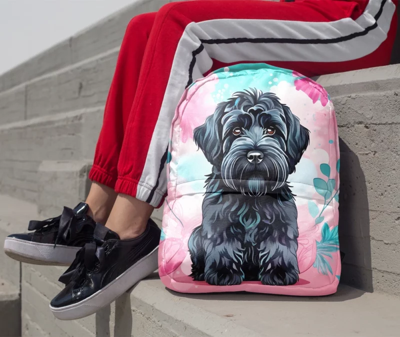 Adorable Black Russian Terrier Dog Charm Minimalist Backpack 1