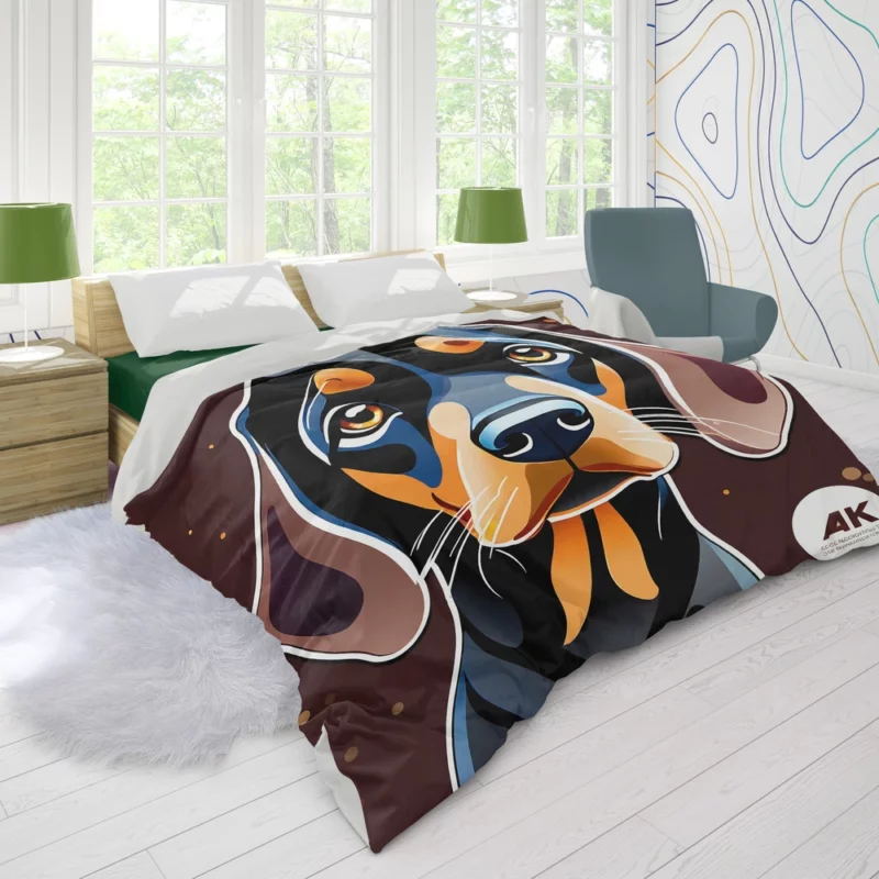 Adorable Black and Tan Coonhound Dog Charm Duvet Cover