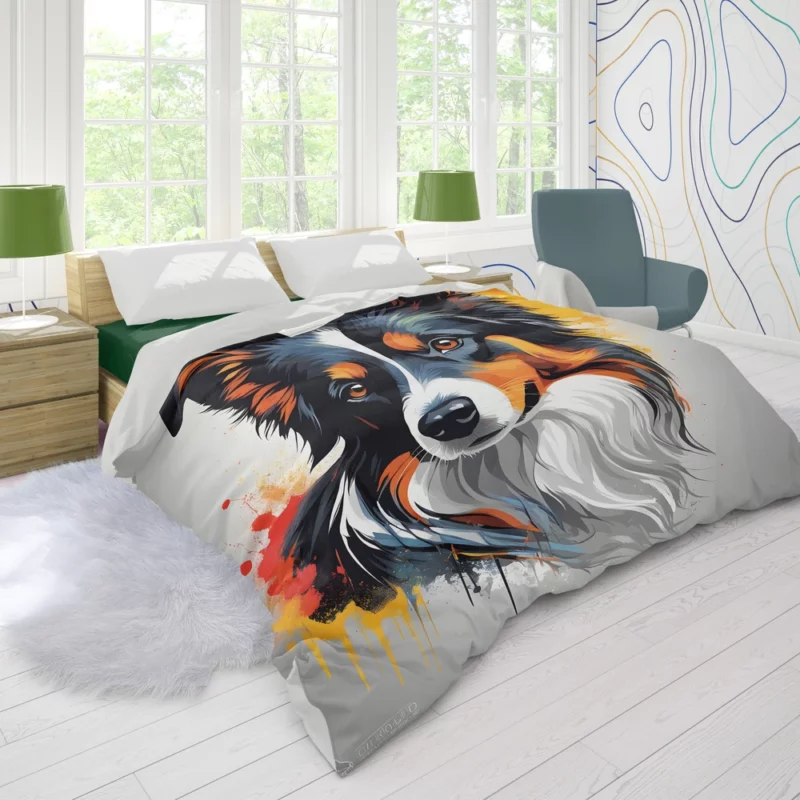 Adorable Border Collie Dog Charm Duvet Cover