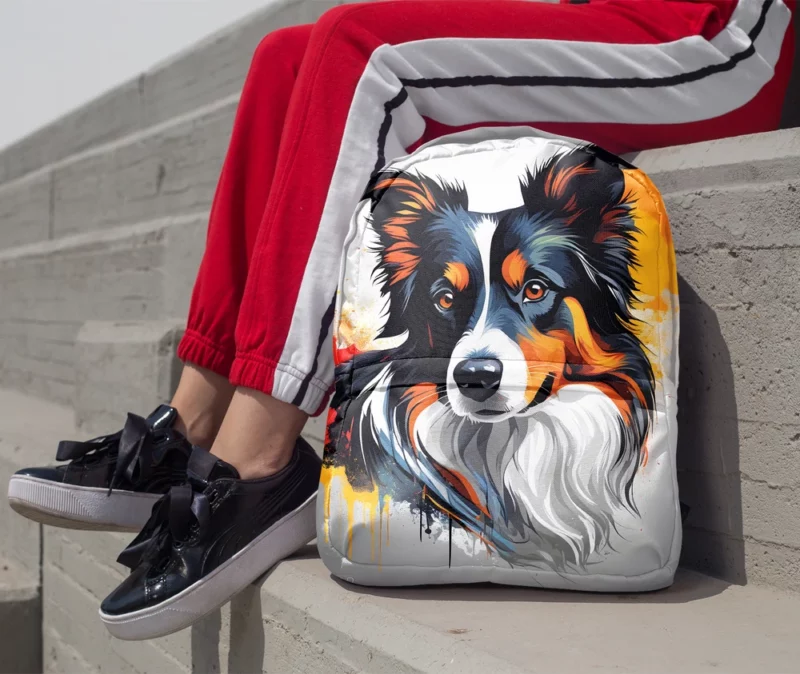 Adorable Border Collie Dog Charm Minimalist Backpack 1