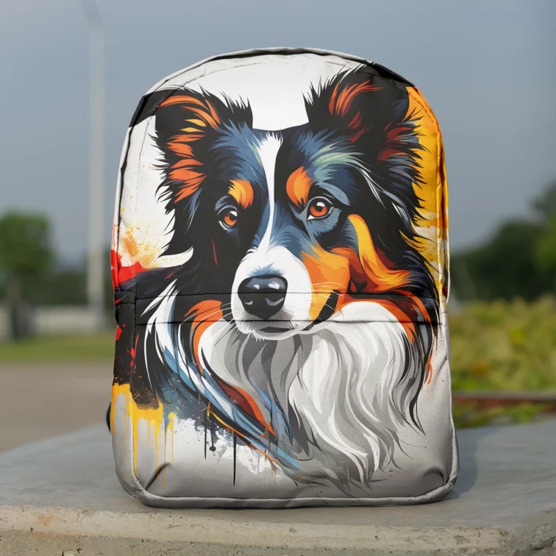 Adorable Border Collie Dog Charm Minimalist Backpack