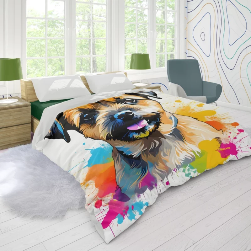 Adorable Border Terrier Dog Charm Duvet Cover