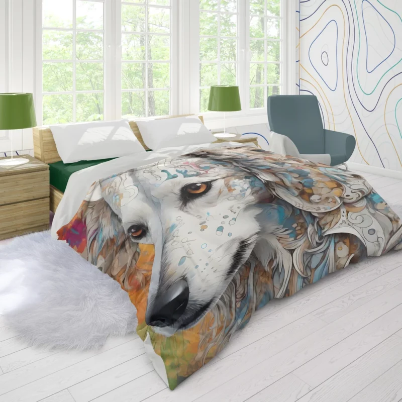 Adorable Borzoi Dog Charm Duvet Cover