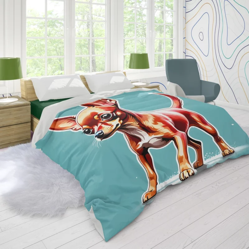 Adorable Ears Russian Toy Terrier Dog Duvet Cover