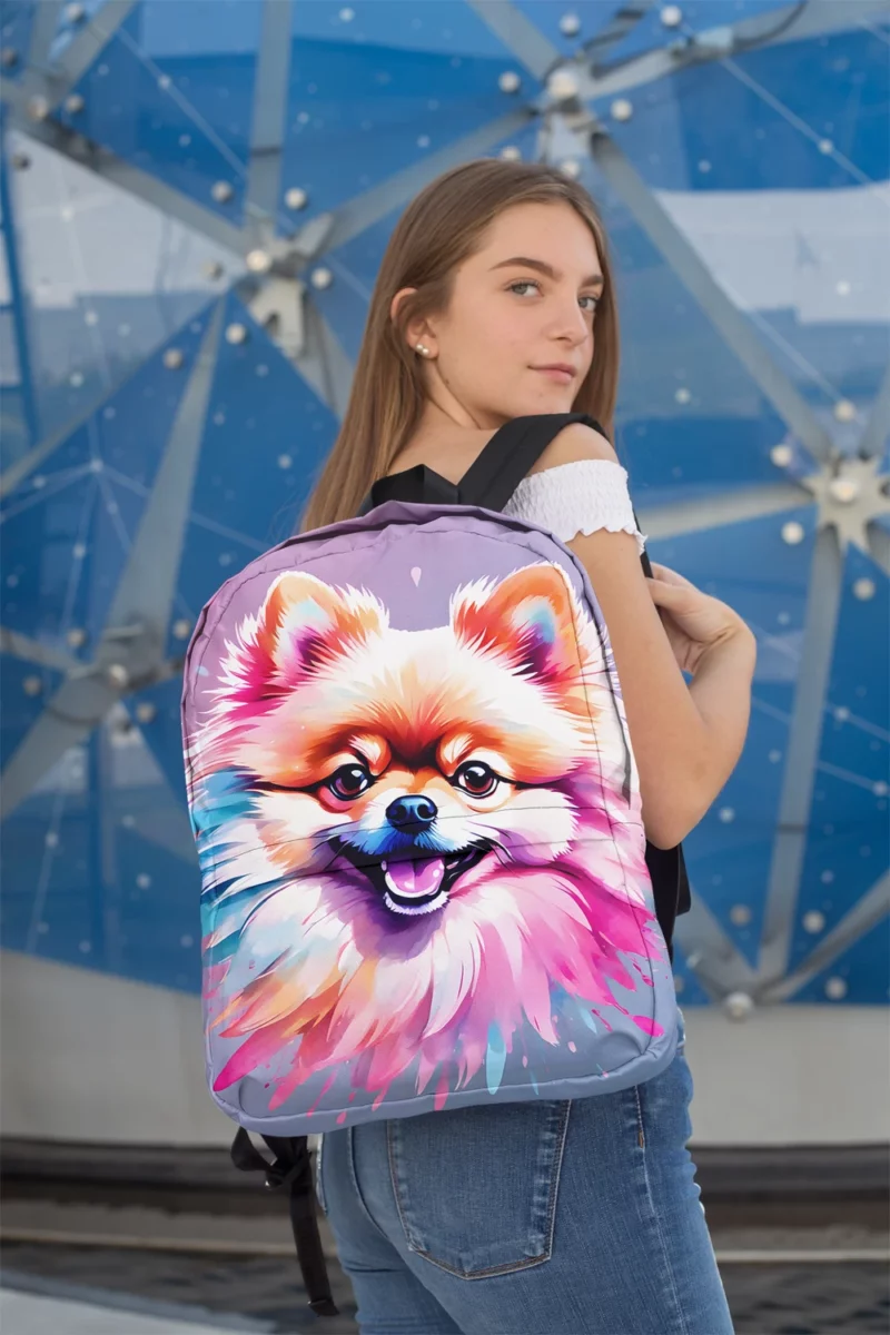 Adorable Pomeranian Petite Dog Charmer Minimalist Backpack 2