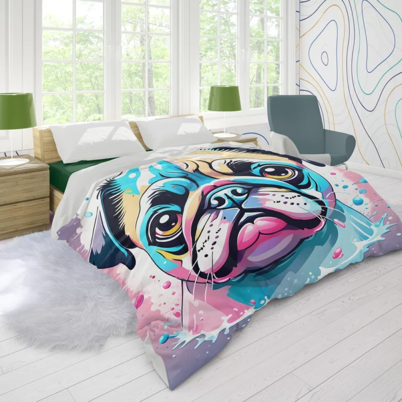 Adorable Wrinkles Pug Dog Charm Duvet Cover