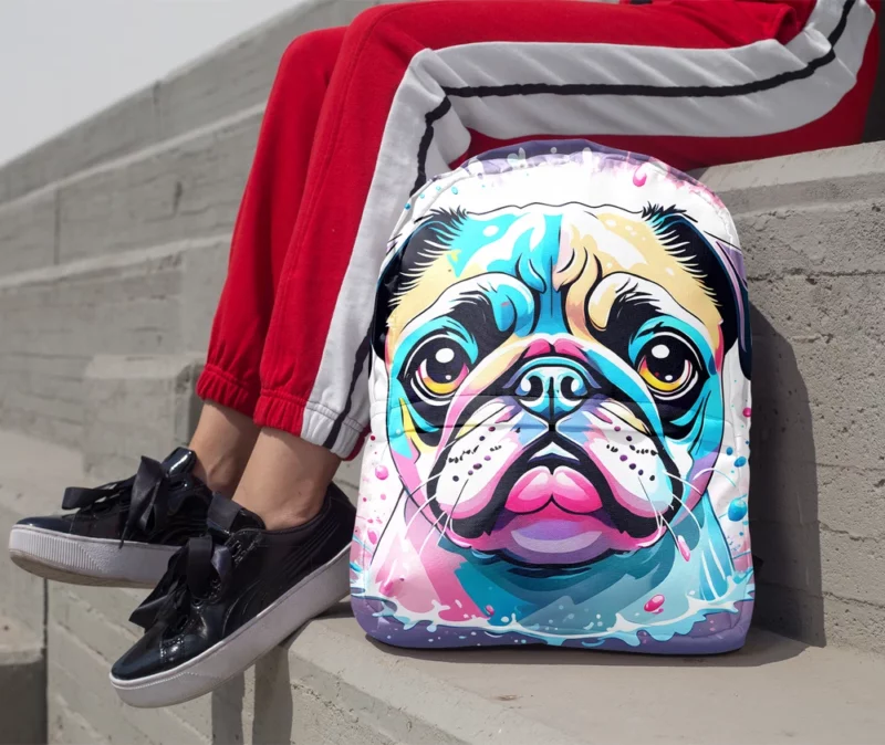 Adorable Wrinkles Pug Dog Charm Minimalist Backpack 1