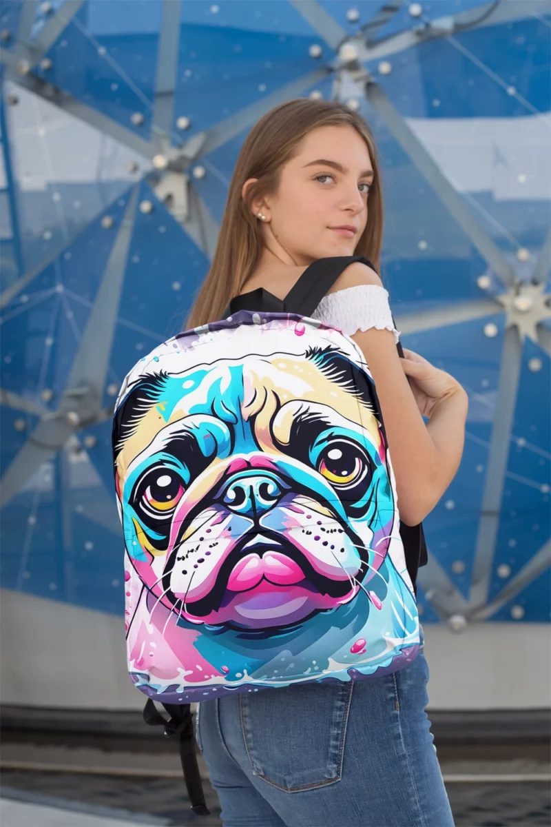 Adorable Wrinkles Pug Dog Charm Minimalist Backpack 2