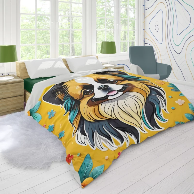 Affectionate Beauty Tibetan Spaniel Dog Duvet Cover