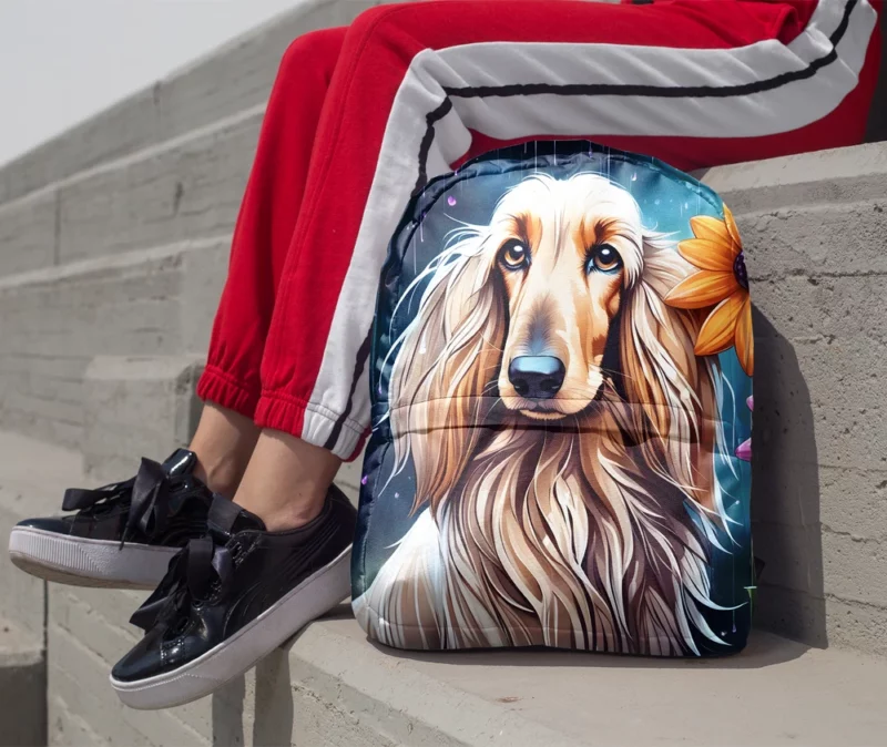 Afghan Hound Majesty Dog Grandeur Minimalist Backpack 1