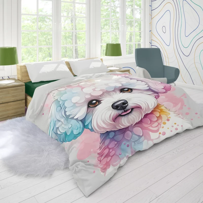 Bichon Frise Dog Lively Performer Duvet Cover