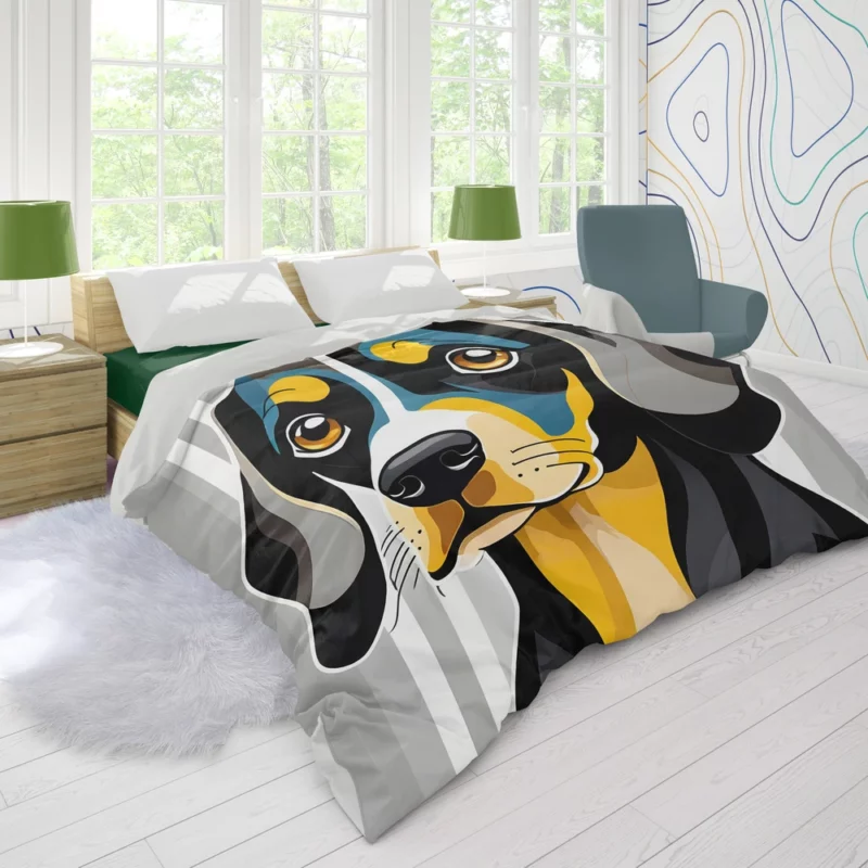 Black and Tan Coonhound Athlete Dog Duvet Cover