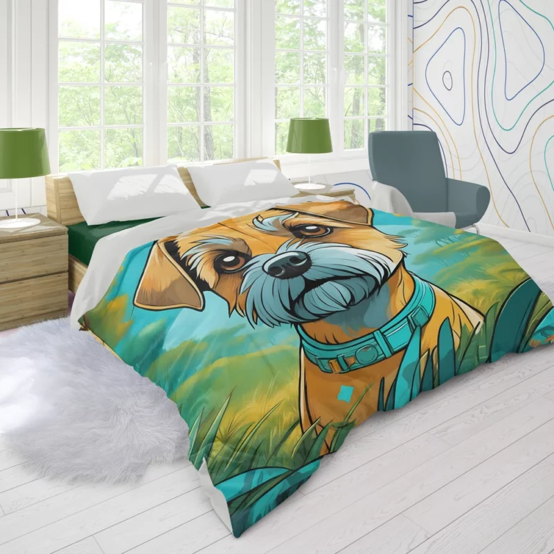 Border Terrier Dog Elegant Explorer Duvet Cover