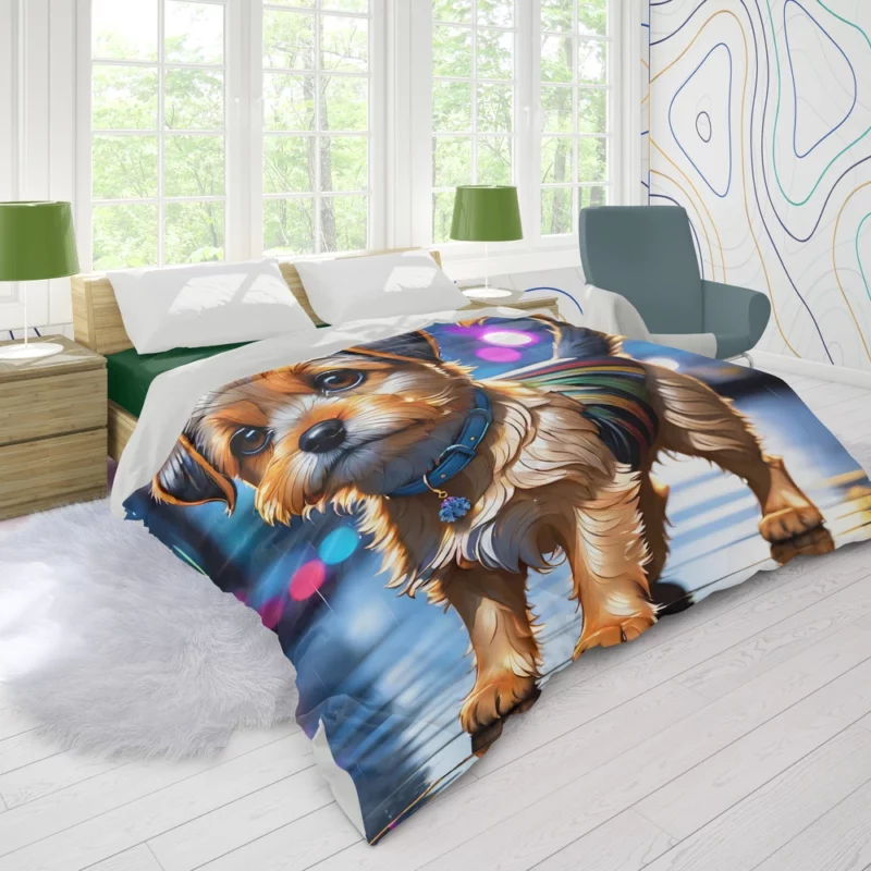 Border Terrier Dog Energetic Explorer Duvet Cover