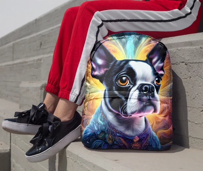 Boston Terrier Dog Energetic Explorer Minimalist Backpack 1