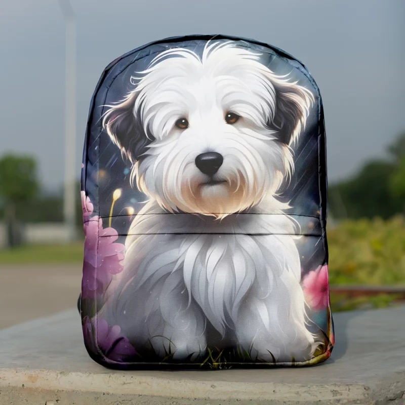 Bouncy Old English Sheepdog Charm Minimalist Backpack 1