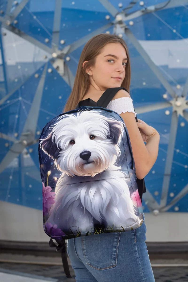 Bouncy Old English Sheepdog Charm Minimalist Backpack 2