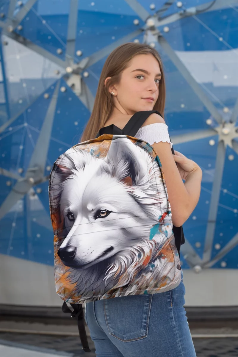 Bright-eyed Eskimo Beauty Dog Appeal Minimalist Backpack 2