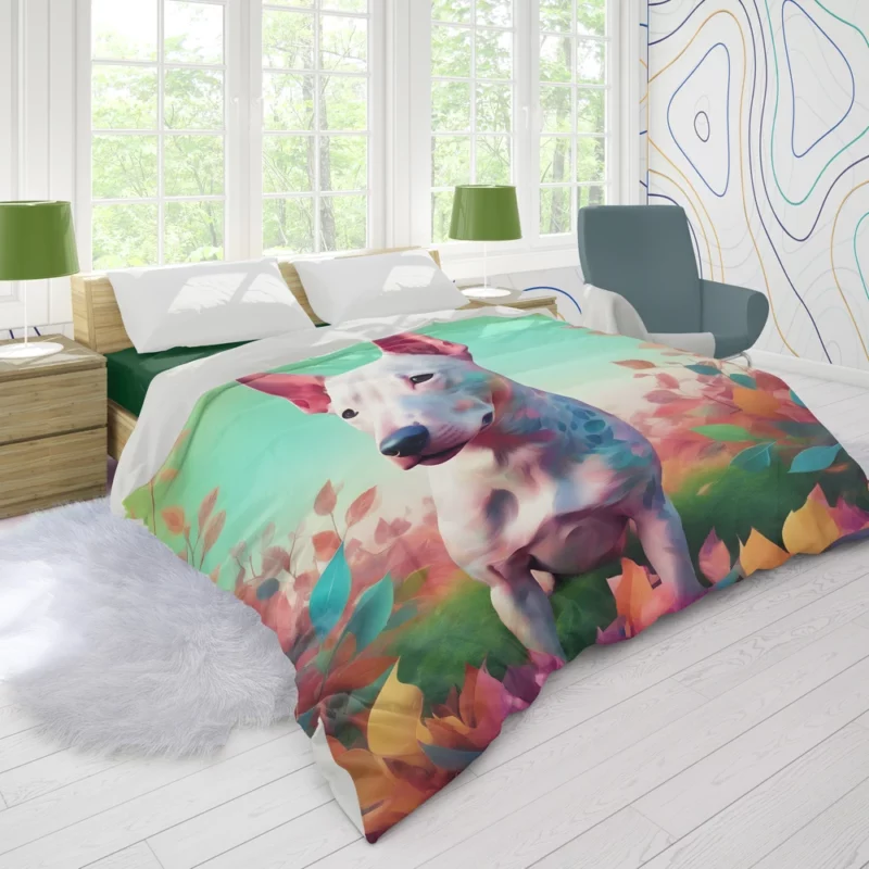 Bull Terrier Dog Energetic Companion Duvet Cover