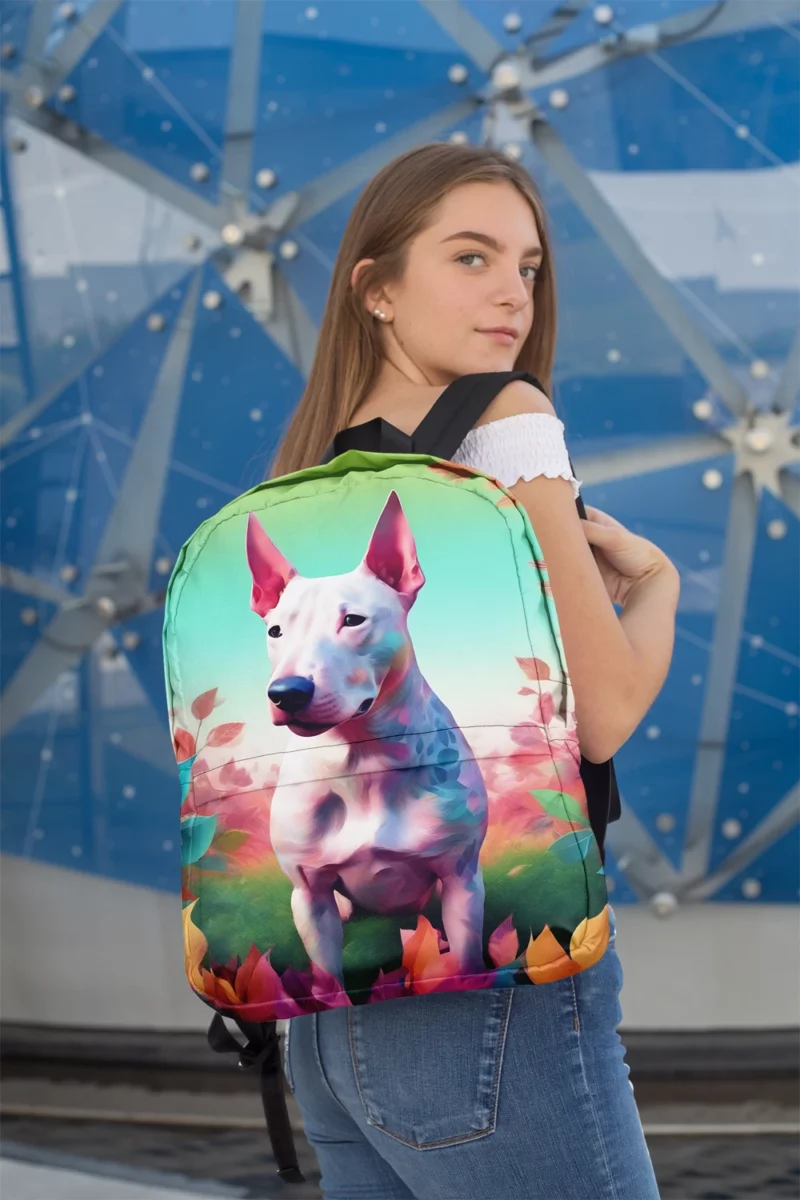 Bull Terrier Dog Energetic Companion Minimalist Backpack 2