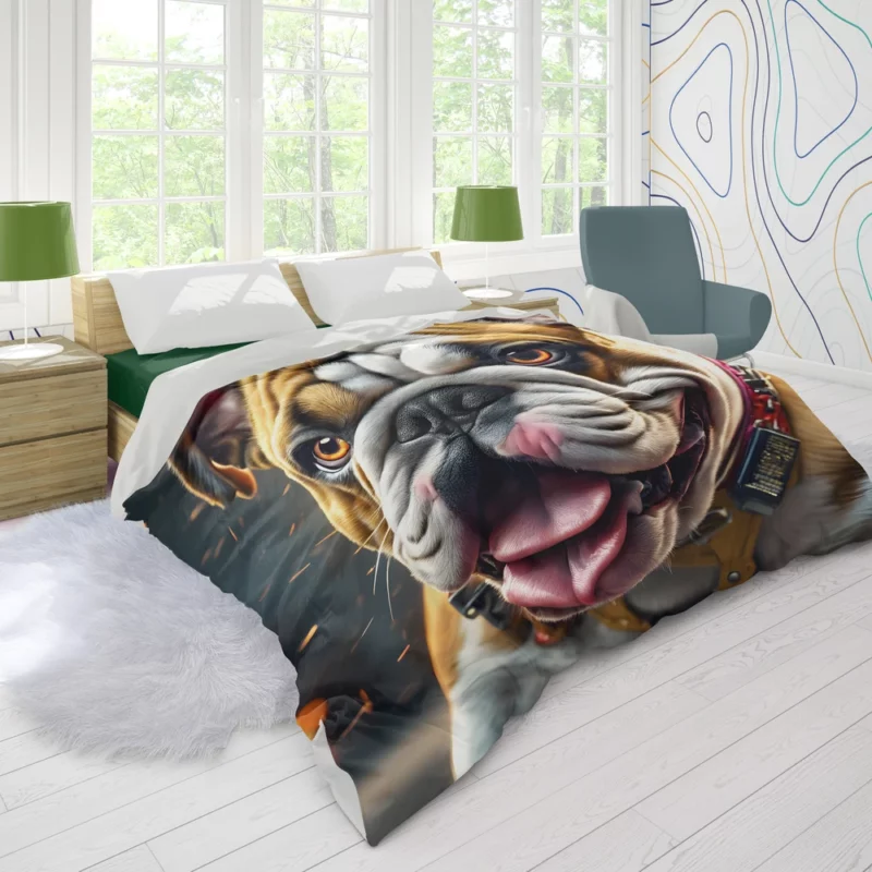 Bulldog Dog Prowess Unleashed Duvet Cover