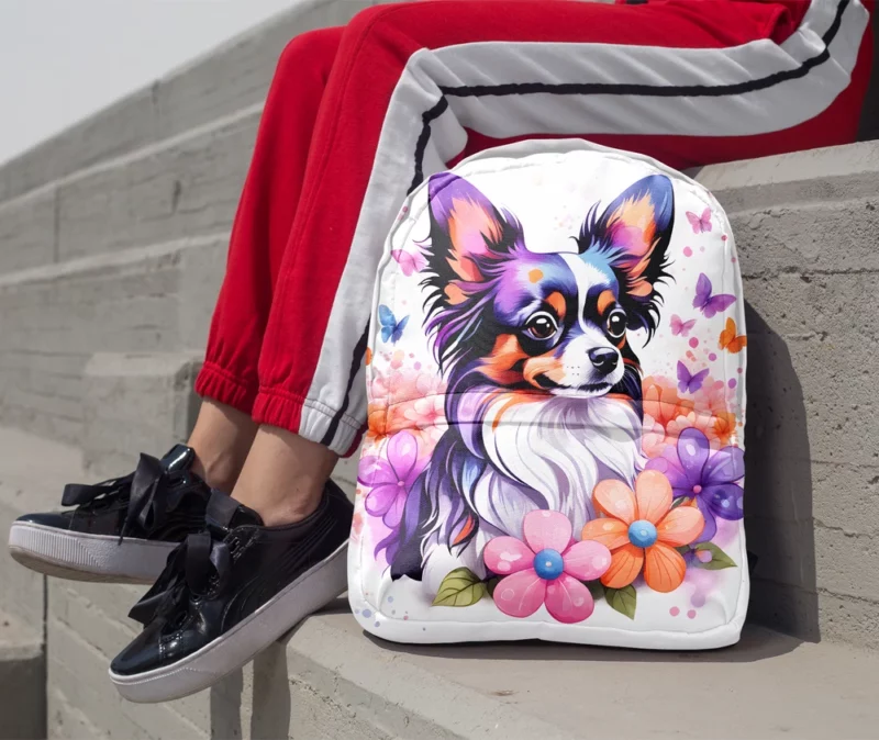 Butterfly Ears Papillon Dog Charm Minimalist Backpack 1