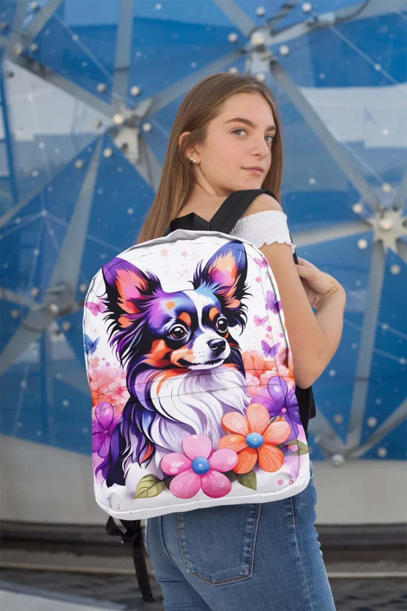 Butterfly Ears Papillon Dog Charm Minimalist Backpack 2