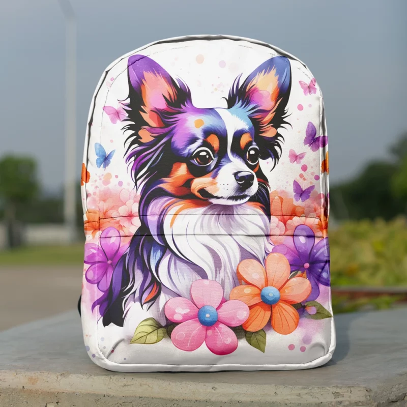 Butterfly Ears Papillon Dog Charm Minimalist Backpack